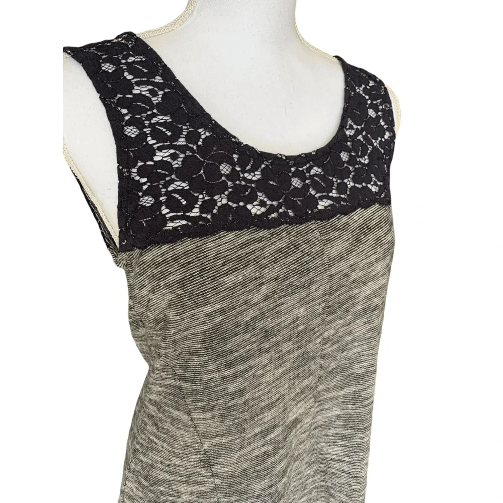 Anthropologie Lilka Size Medium Space Dye Esme Dress Navy Blue White Lace Detail - Picture 7 of 12